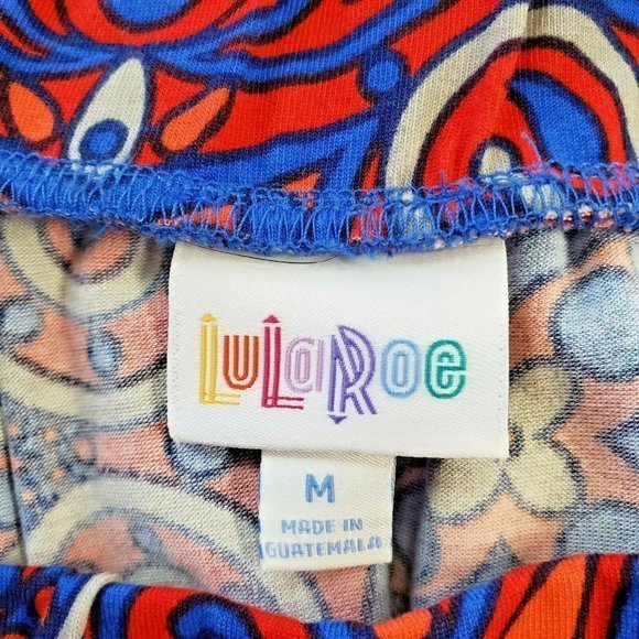 LuLaRoe Madison Pleated A-Line Skirt Red Blue Pockets M Medium - Picture 4 of 12